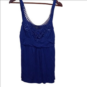 Simply Irresistible Royal Blue Embroidered Tank Top Small Women’s Boho Summer